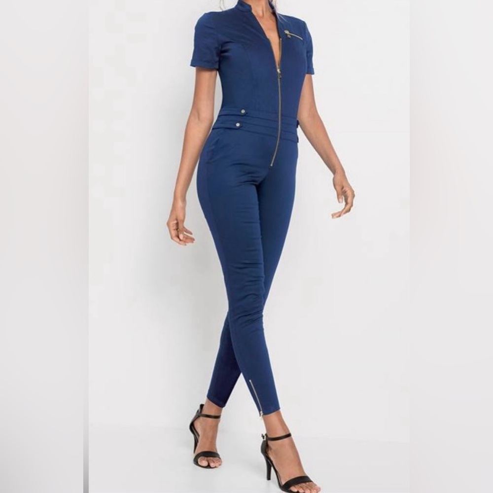 VENUS Blue Jumpsuit with Form-Fitting Silhouette